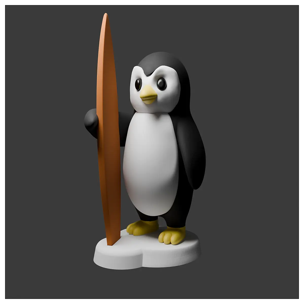 cute penguin surfing figurine desk ornament resin statue for home decor gift