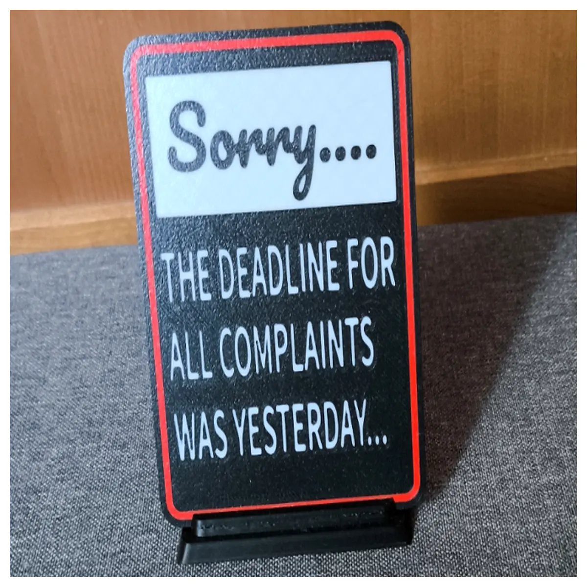 funny deadline sign desk nameplate office humor procrastination joke gift