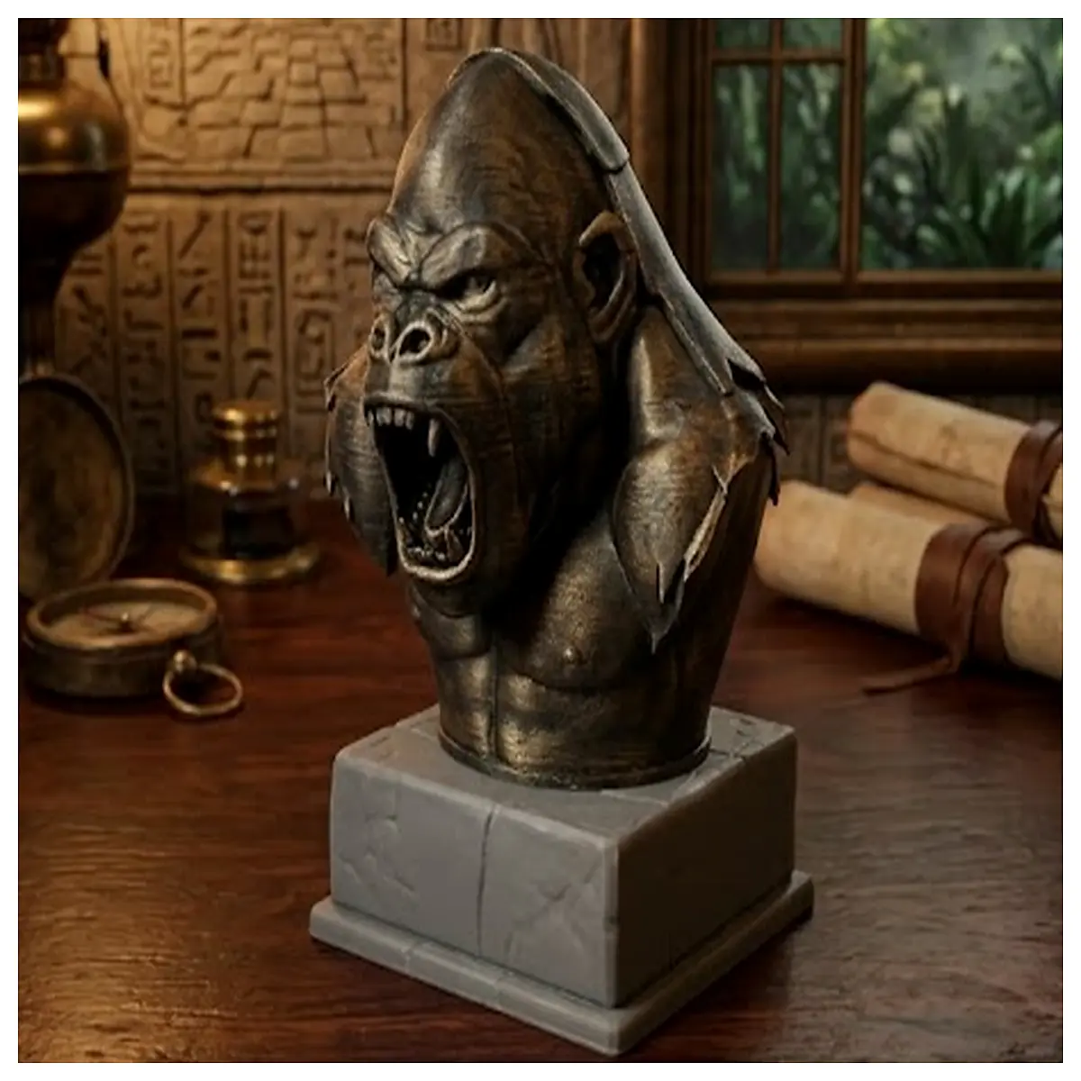 gorilla bust statue resin sculpture home decor office desk ornament animal art gift realistic primate figure