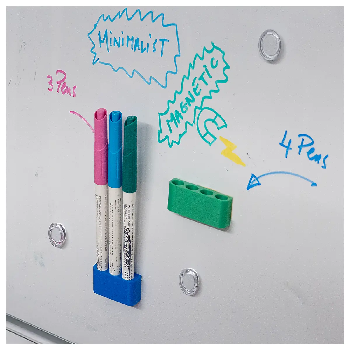 minimalist magnetic whiteboard marker holder organizer desktop pen rack storage for office school supplies