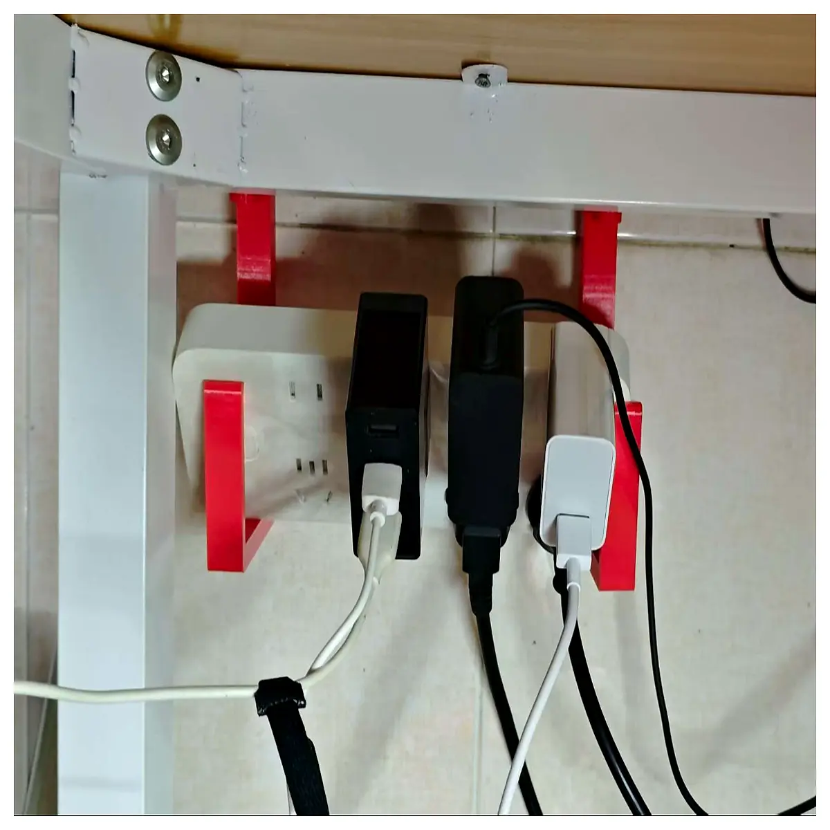 under desk power strip holder organizer adjustable length cable management box for home office desktop tidy wire storage