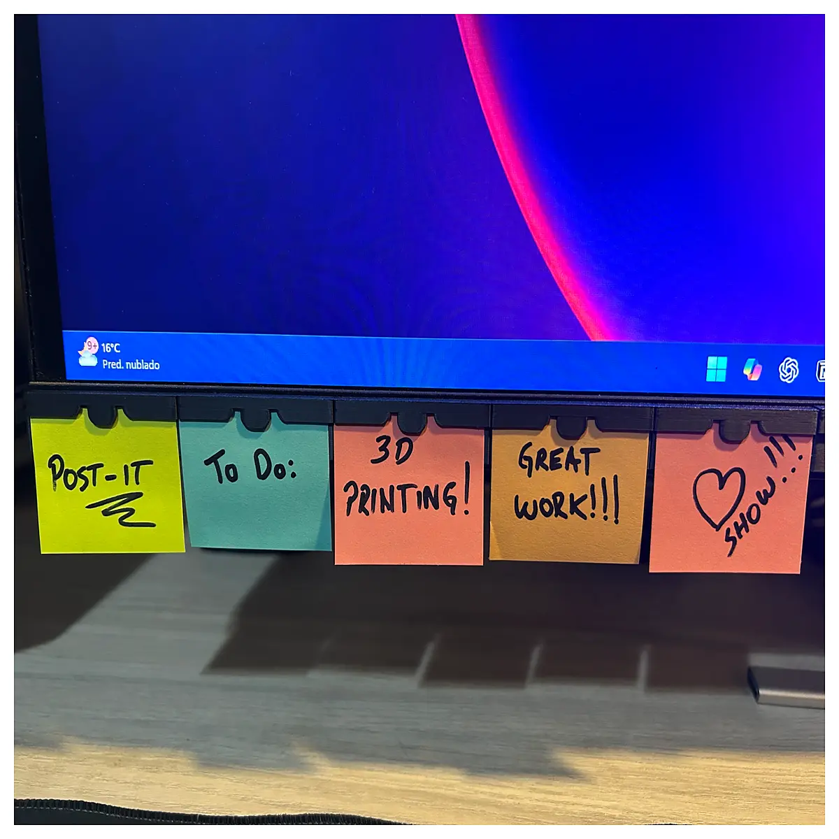 sticky note holder for monitor desk organizer clip mount office supplies storage