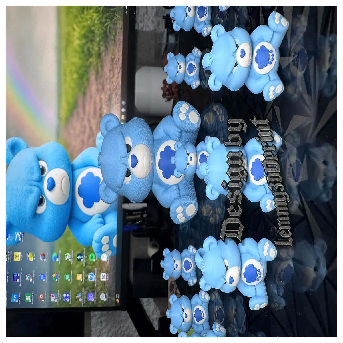 cute blue bear keychain plush charm bag pendant cute animal key ring for women girls gift