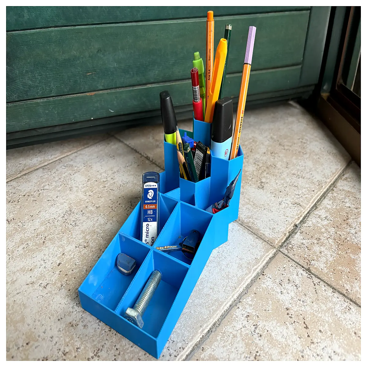 multi compartment desk organizer with pen holder large capacity office supplies storage box for stationery and accessories