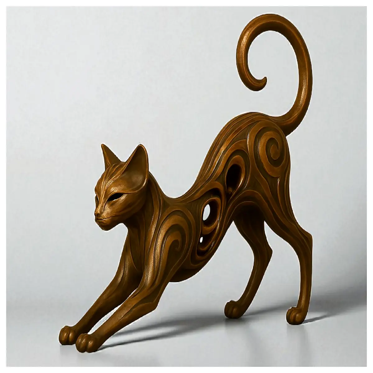 elegant stretching cat statue home decor living room shelf ornament artistic resin animal sculpture cat lovers