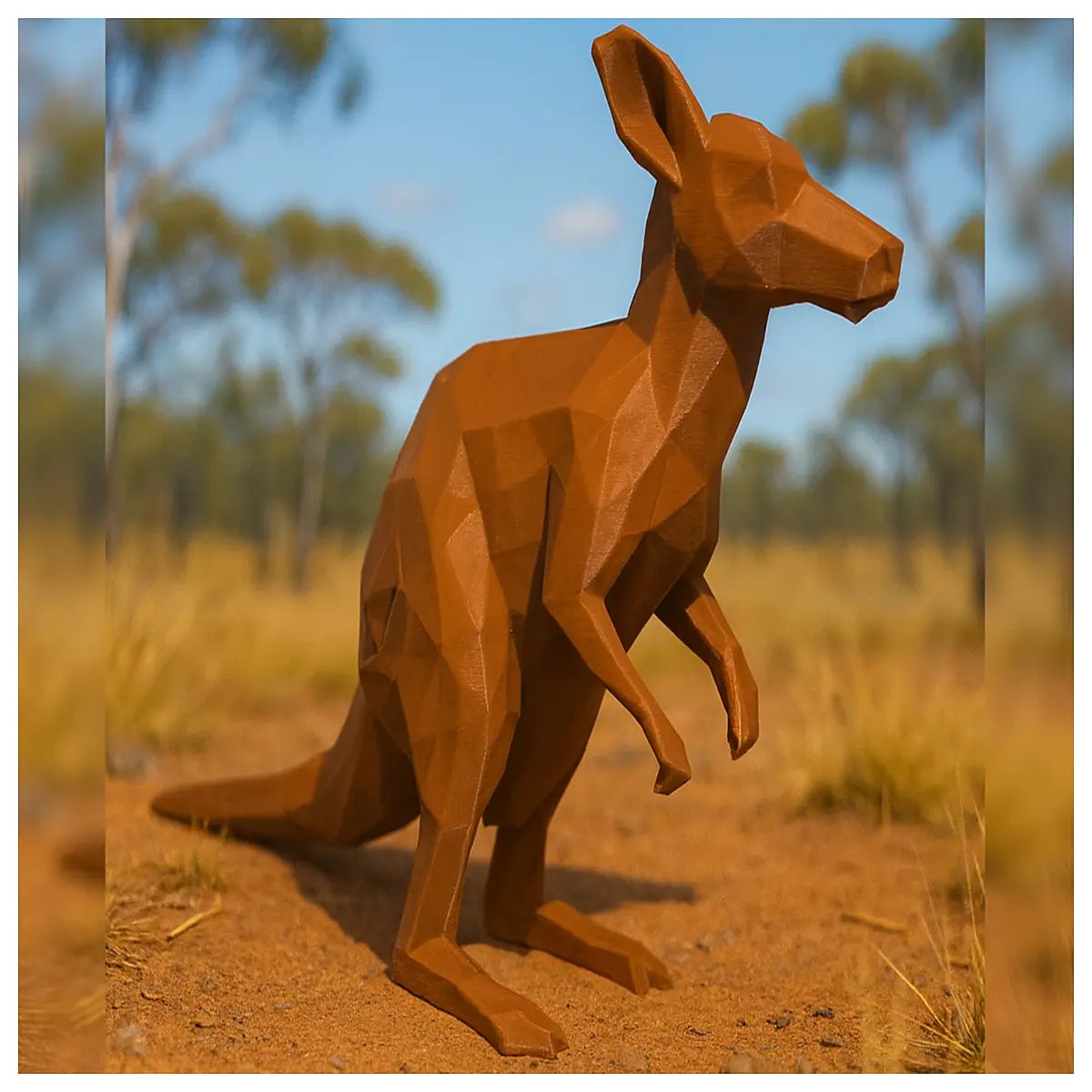 low poly figurine download geometric marsupial statue resin craft decoration