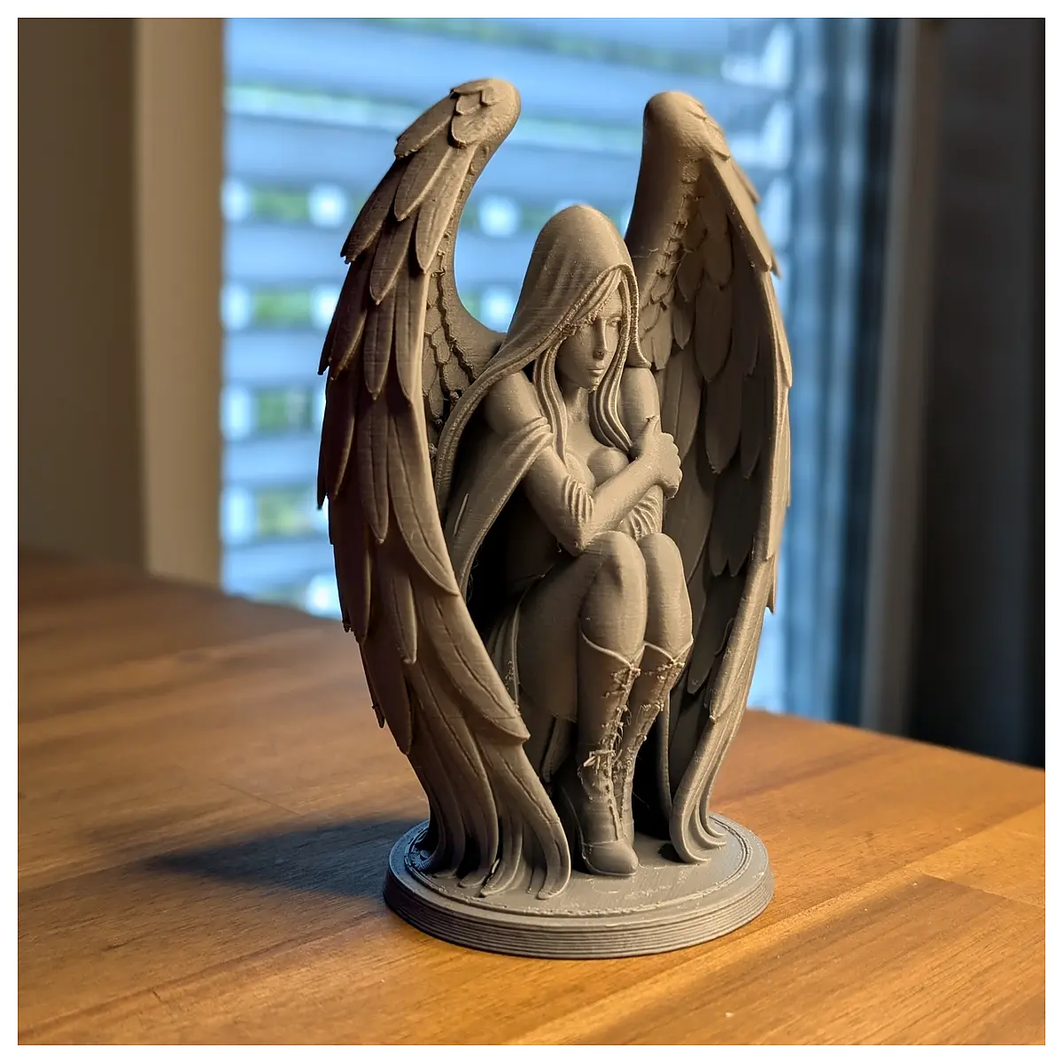 angel statue with hooded cloak curly wings home decor nursery ornament gift