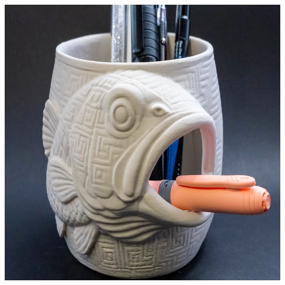 bass fish pen holder desk organizer planter cute fish tank style stationery storage container office desktop decor