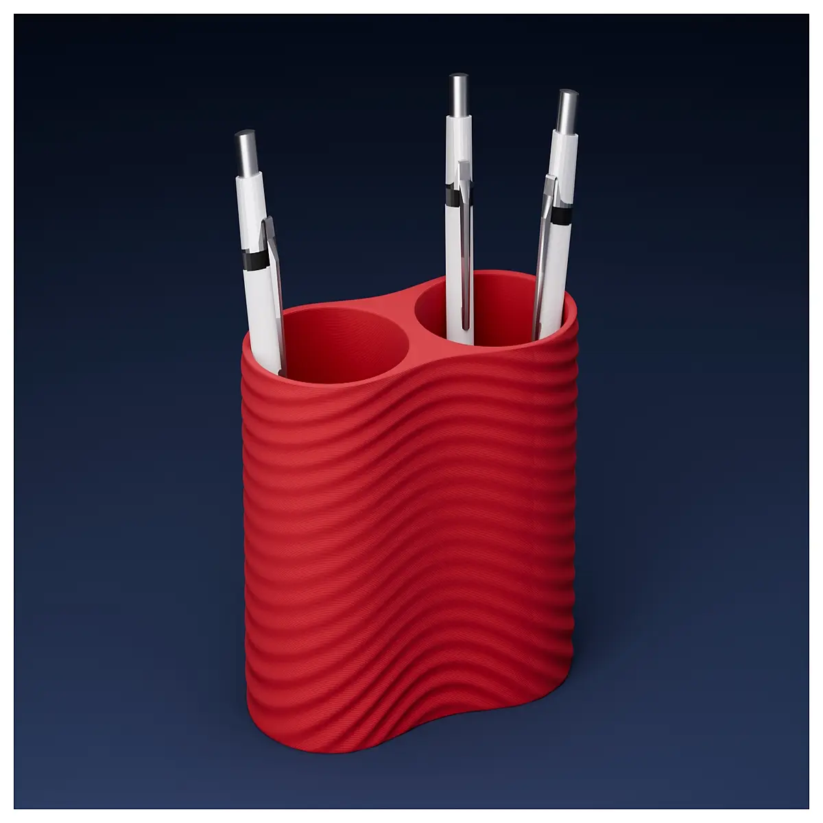 wavy textured dual pen holder desk organizer stationery storage cup for office supplies