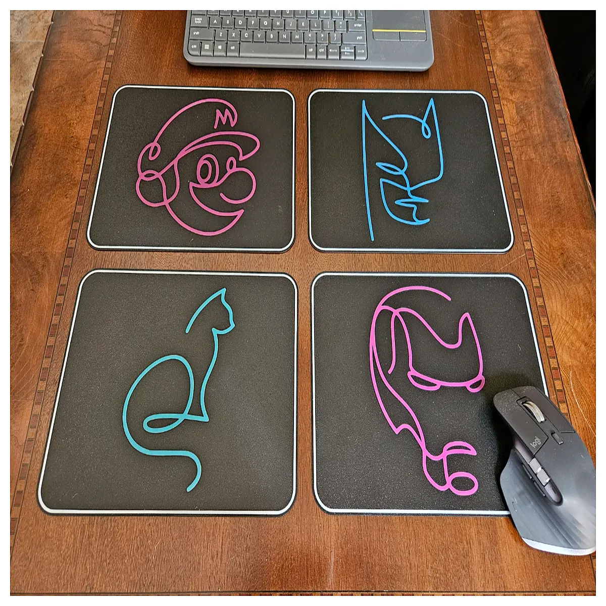 neon pad set 2 gaming mousepad large rgb up desk mat waterproof non slip base for pc computer office