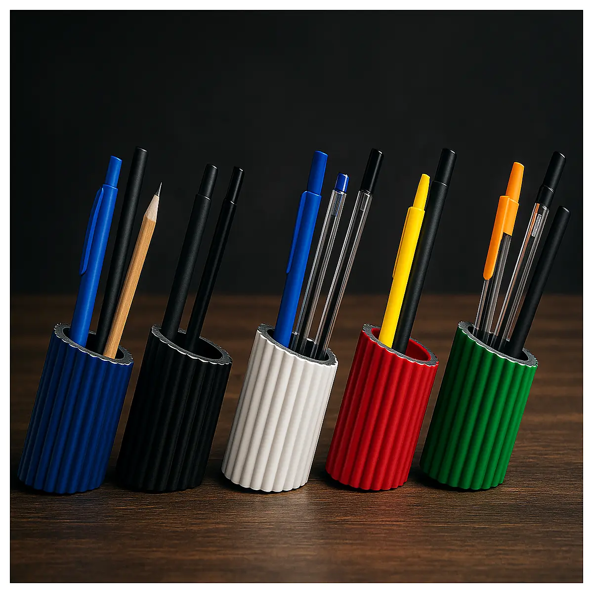 angled gear pen holder 3 designs desk organizer metal stationery storage men office supplies
