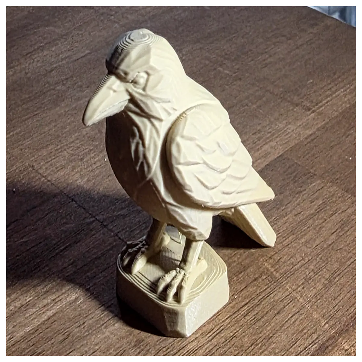 wood carved raven statue gothic home decor dark aesthetic bird sculpture rustic fantasy art piece for shelf