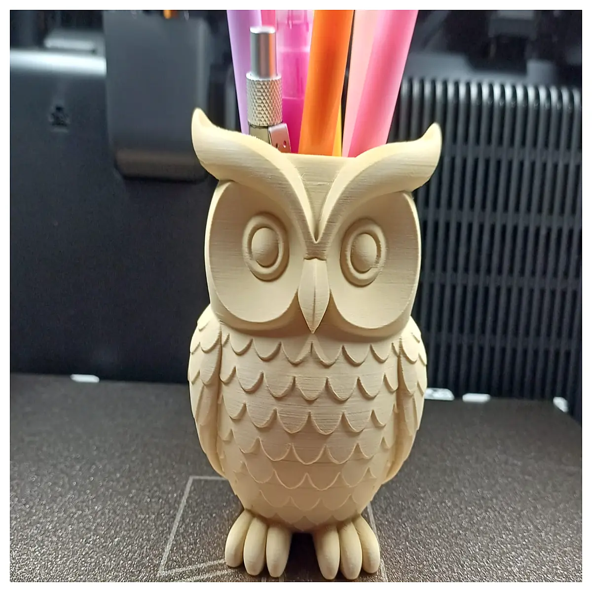 cute owl desk organizer stationery holder for kids office supplies animal theme storage pen cup