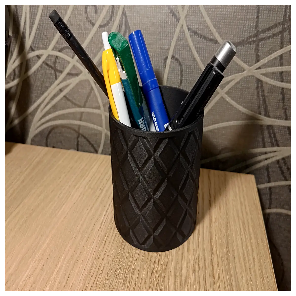 modern desk organizer pen holder for office supplies metal mesh cup for writing utensils minimalist stationery storage