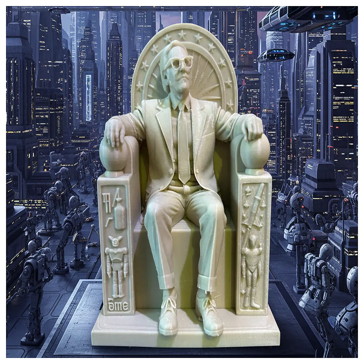 isaac asimov biography book sci fi author portrait golden throne statue collectible figurine home office decor literary fans