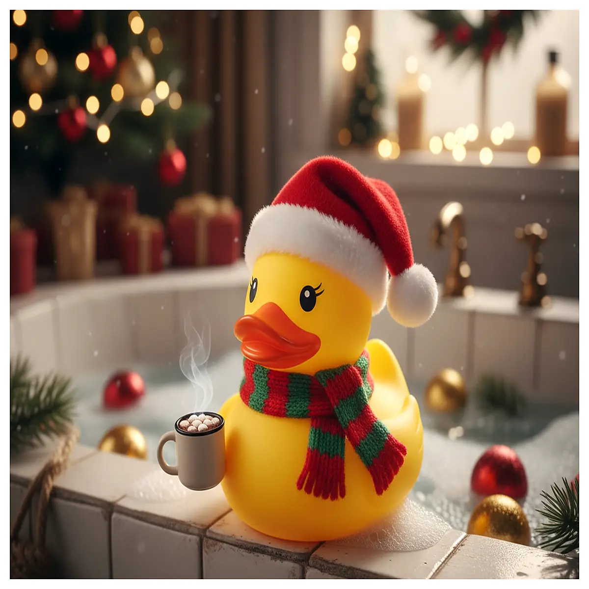 cute christmas duck plush toy holiday kids festive bathroom bath duck winter wonderland decor animated singing duck