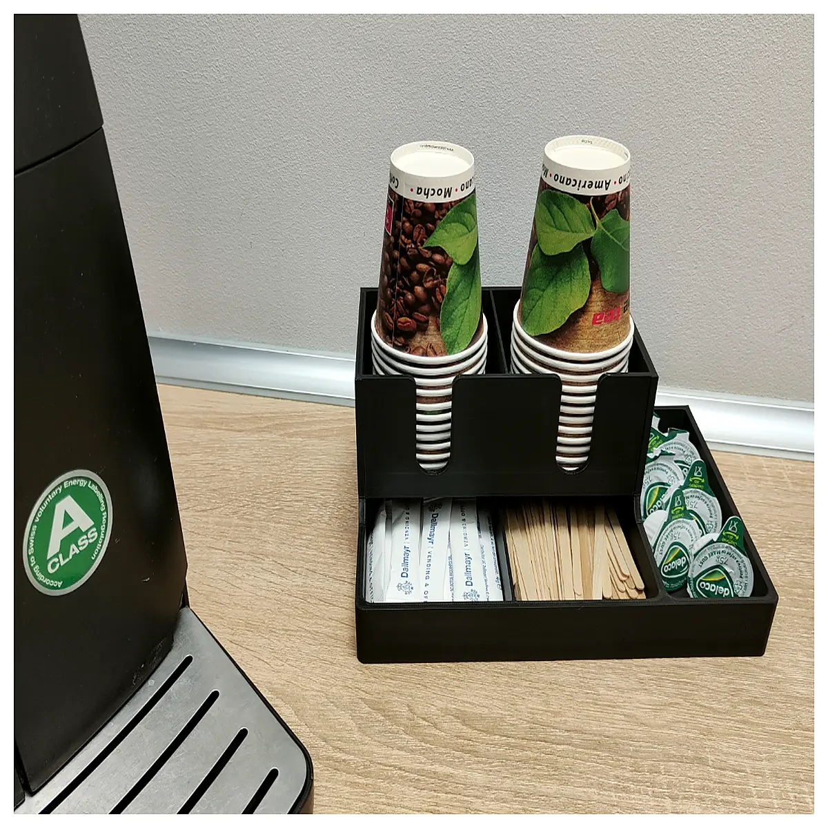 coffee station organizer bin drawer insert kitchen counter storage box for coffee pods cups utensils accessories desktop tidy