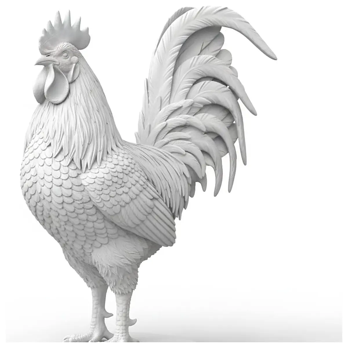 realistic rooster low poly animal character for game blender unity printing figurine