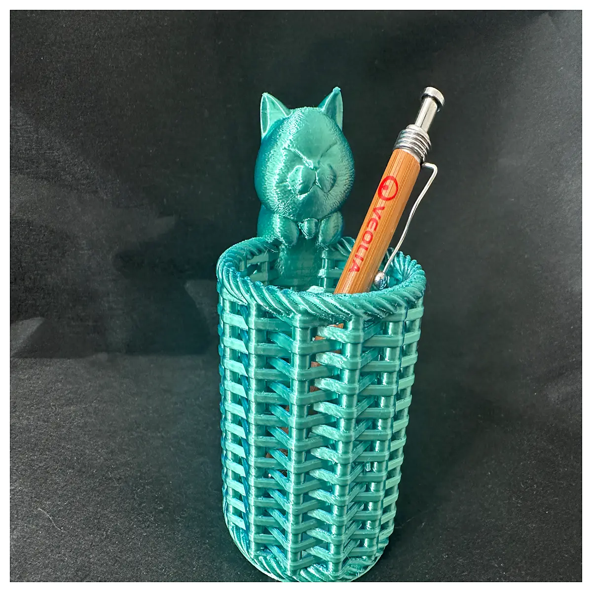 cute sitting lucky cat knitted pen holder desk organizer for office supplies storage animal stationery gift