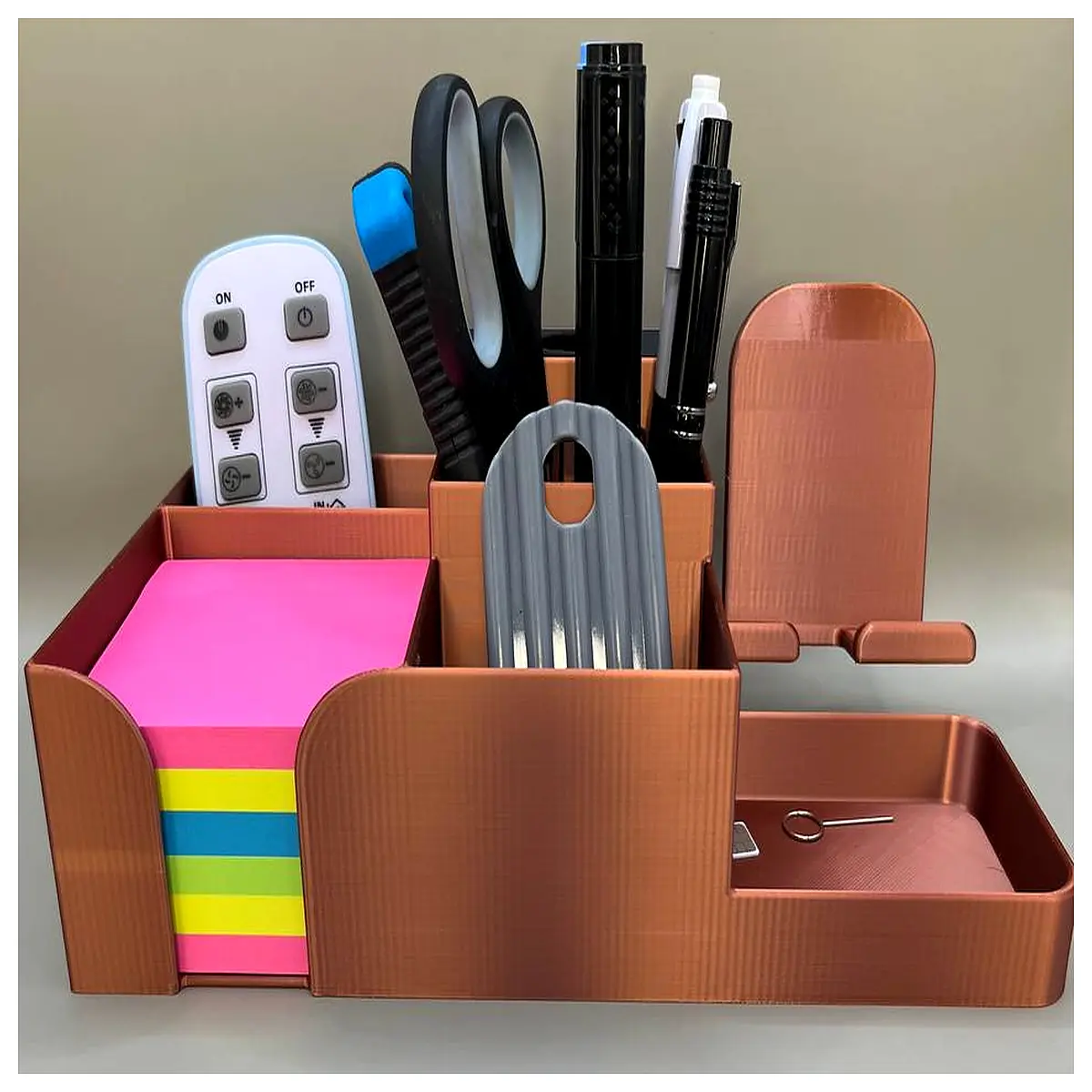 desk organizer with phone holder slot drawer storage for office supplies desktop caddy with mobile tidy workspace