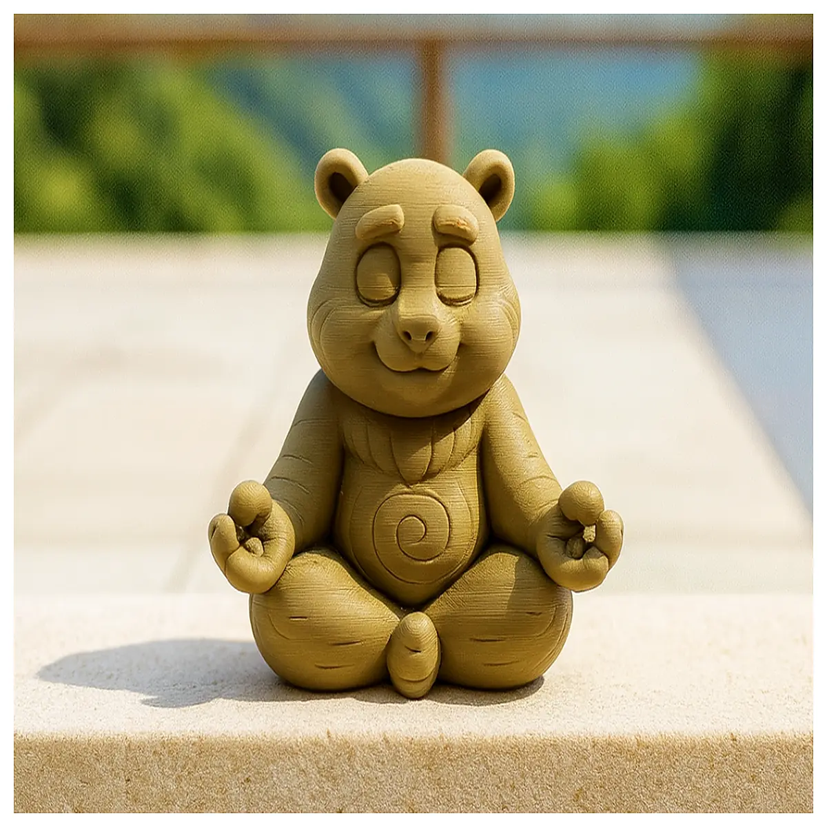 zen bear statue meditation decor mindfulness gift ceramic animal figurine home office shelf piece calm aesthetic