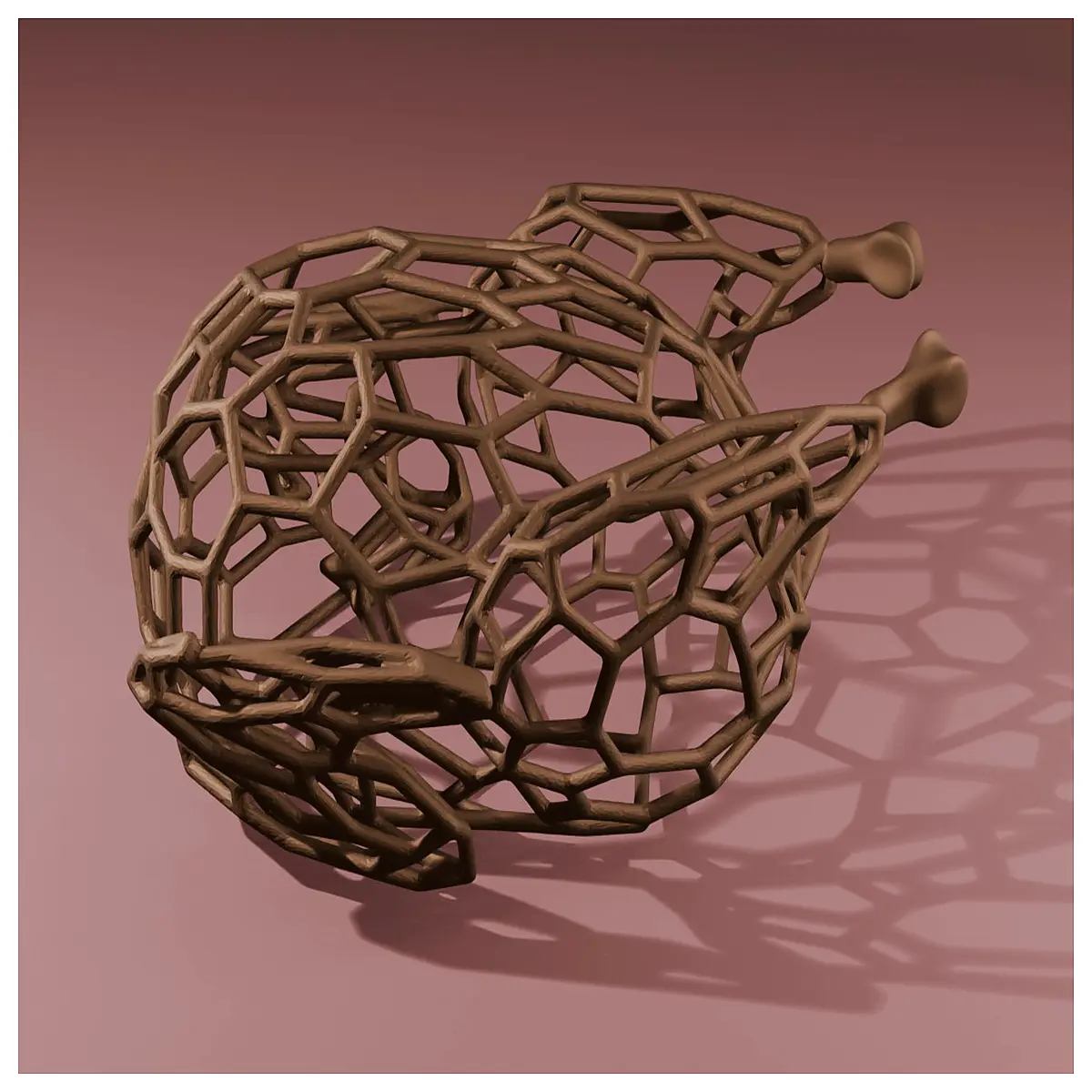 voronoi pattern roasted turkey dinner geometric sliced cooked poultry modern art roast chicken alternative holiday centerpiece meat spiral cut turkey