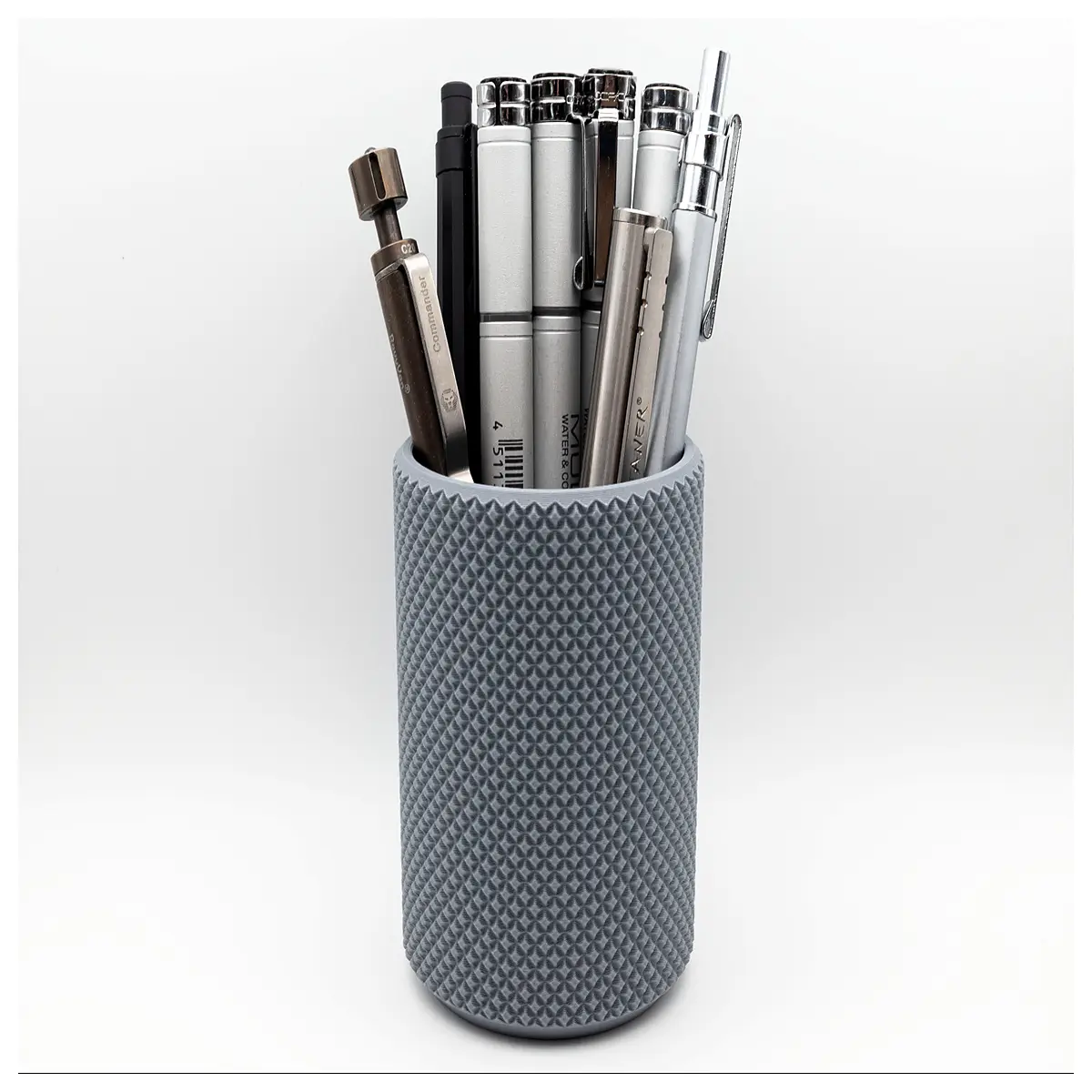 knurled metal pen holder desk organizer anti slip writing utensil storage for office home