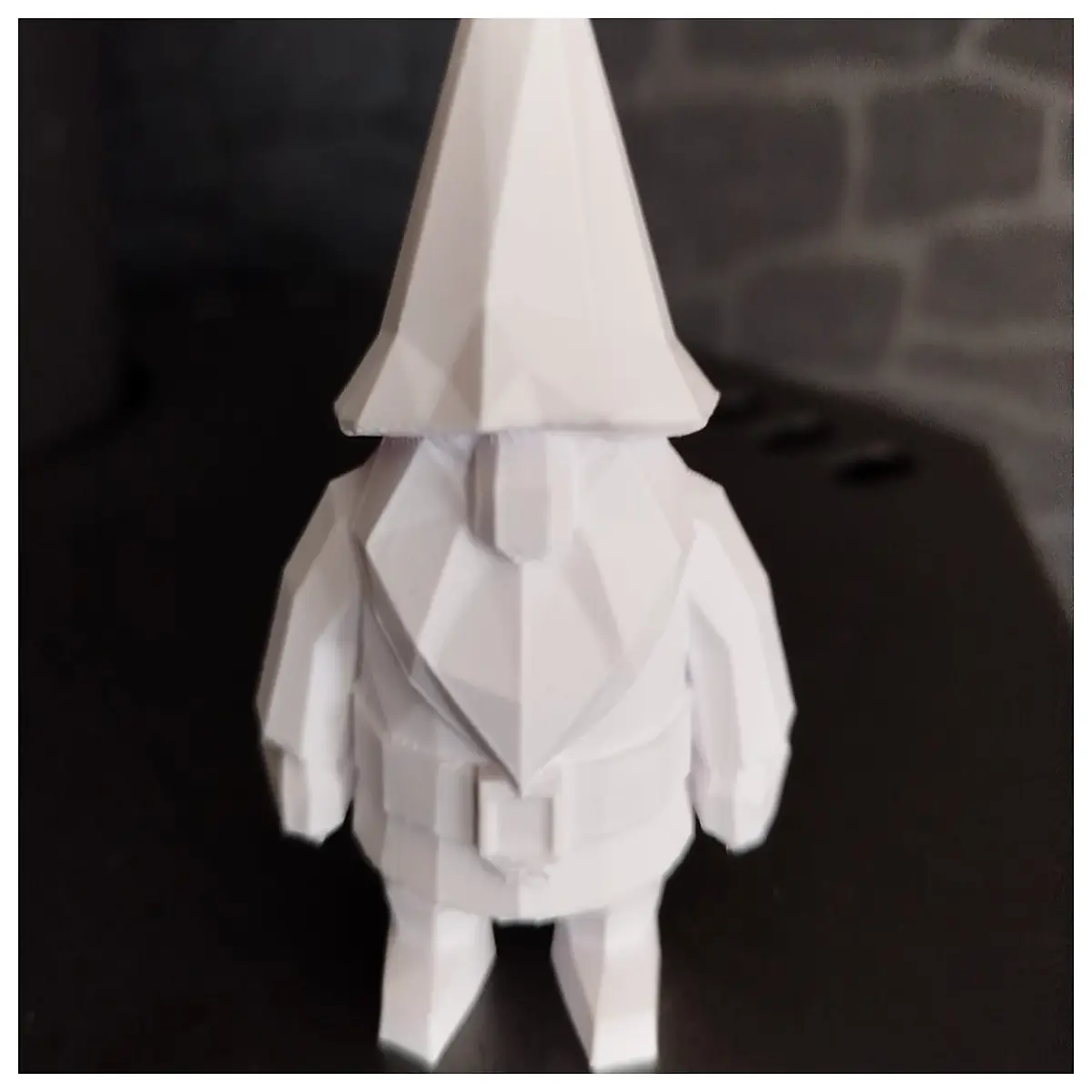low poly gnome figurine desktop decor whimsical miniature dwarf statue for home office shelf fantasy character
