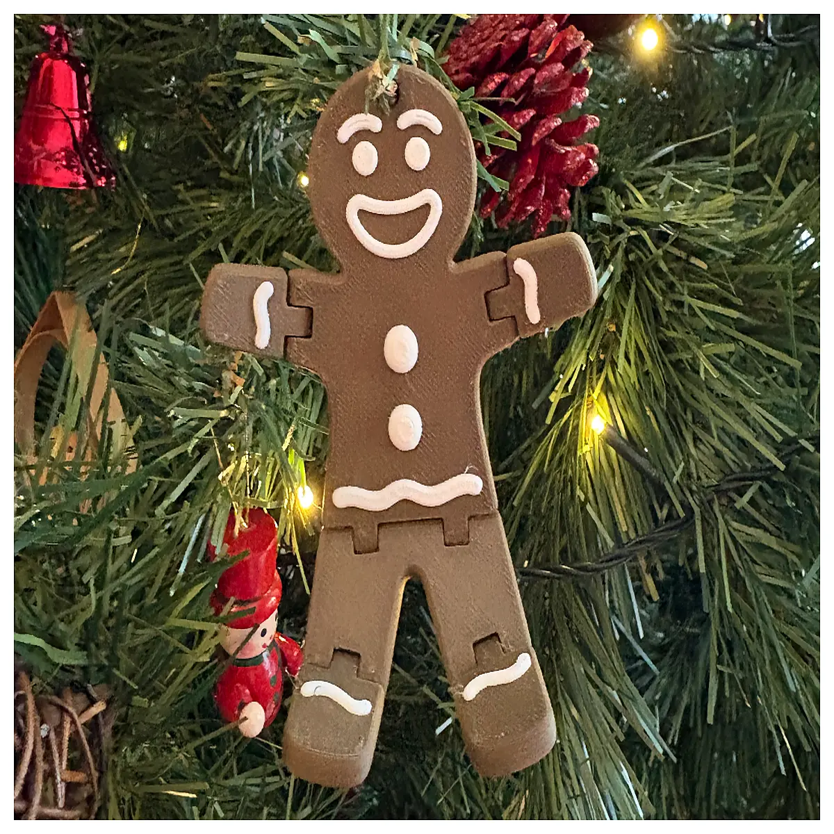 articulated gingerbread man figure holiday decor movable joints christmas party gift vintage style
