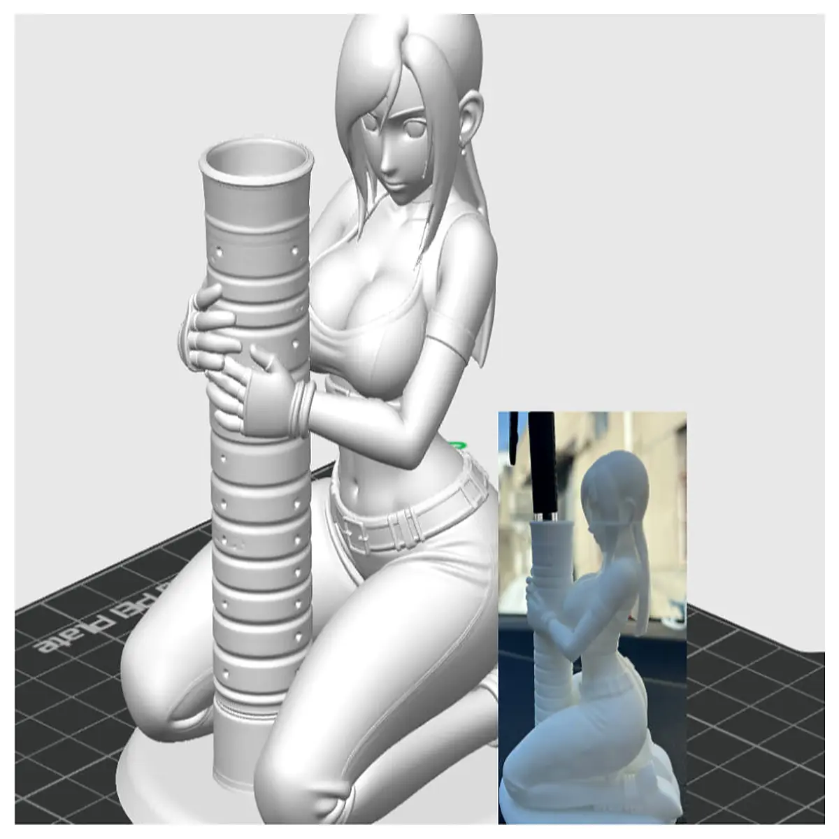 tifa lockhart pen holder desk organizer anime figure storage cute gaming accessories