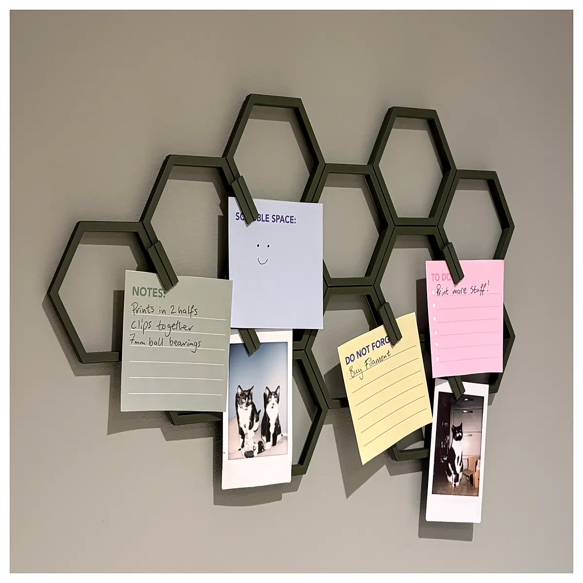 hexagon wall hooks for photos notes memo board organizer home decor entryway storage