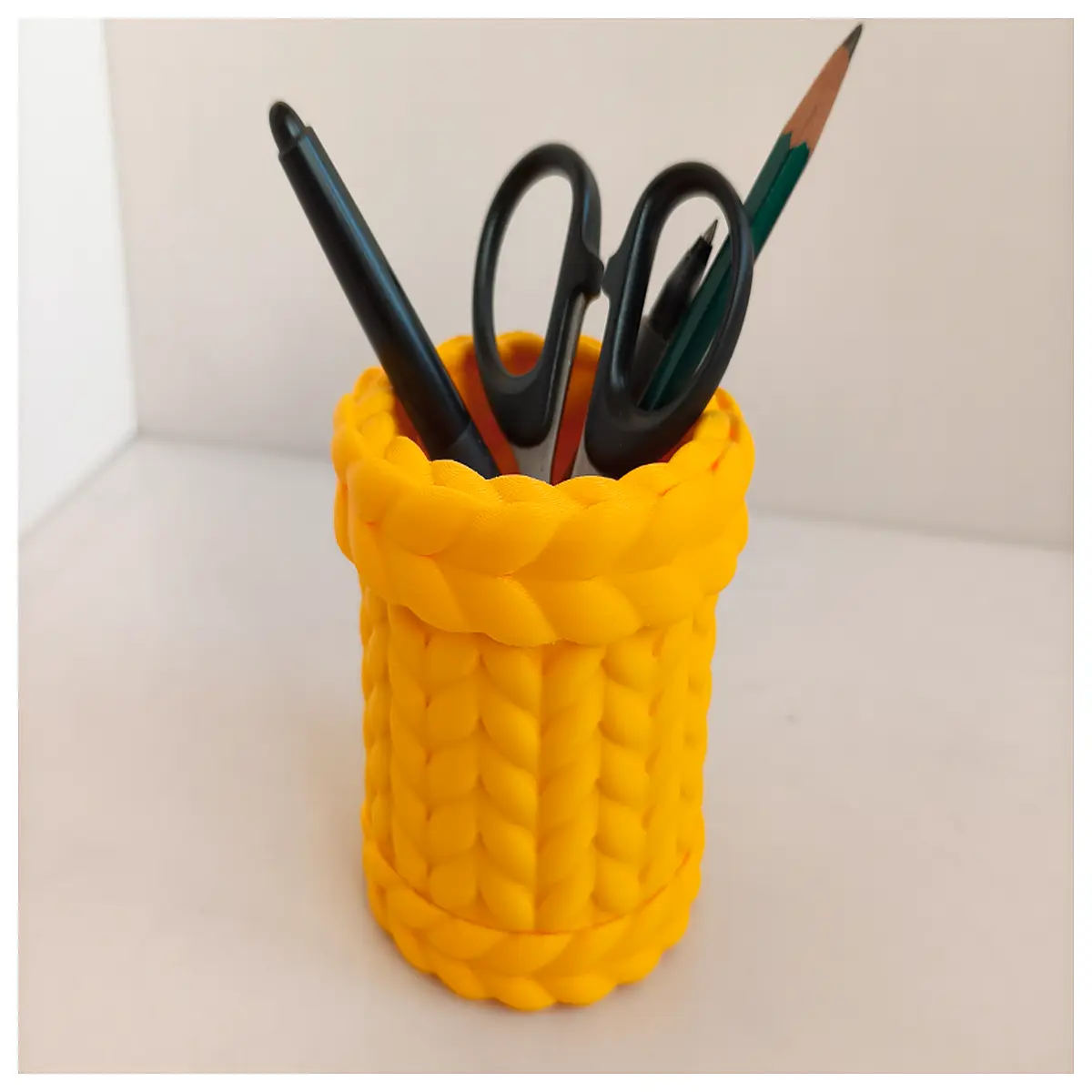 knitted style dual compartment pen holder desk organizer office supplies storage container for home office