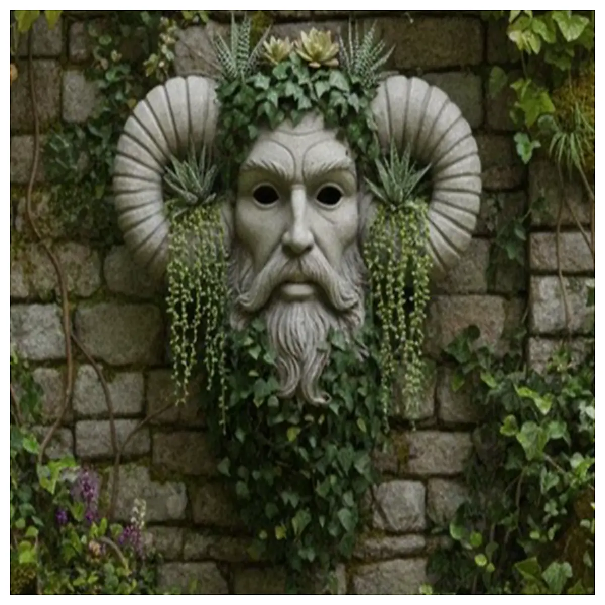 ancient sheep god garden planter large decorative outdoor flower pot stone texture rustic yard decor