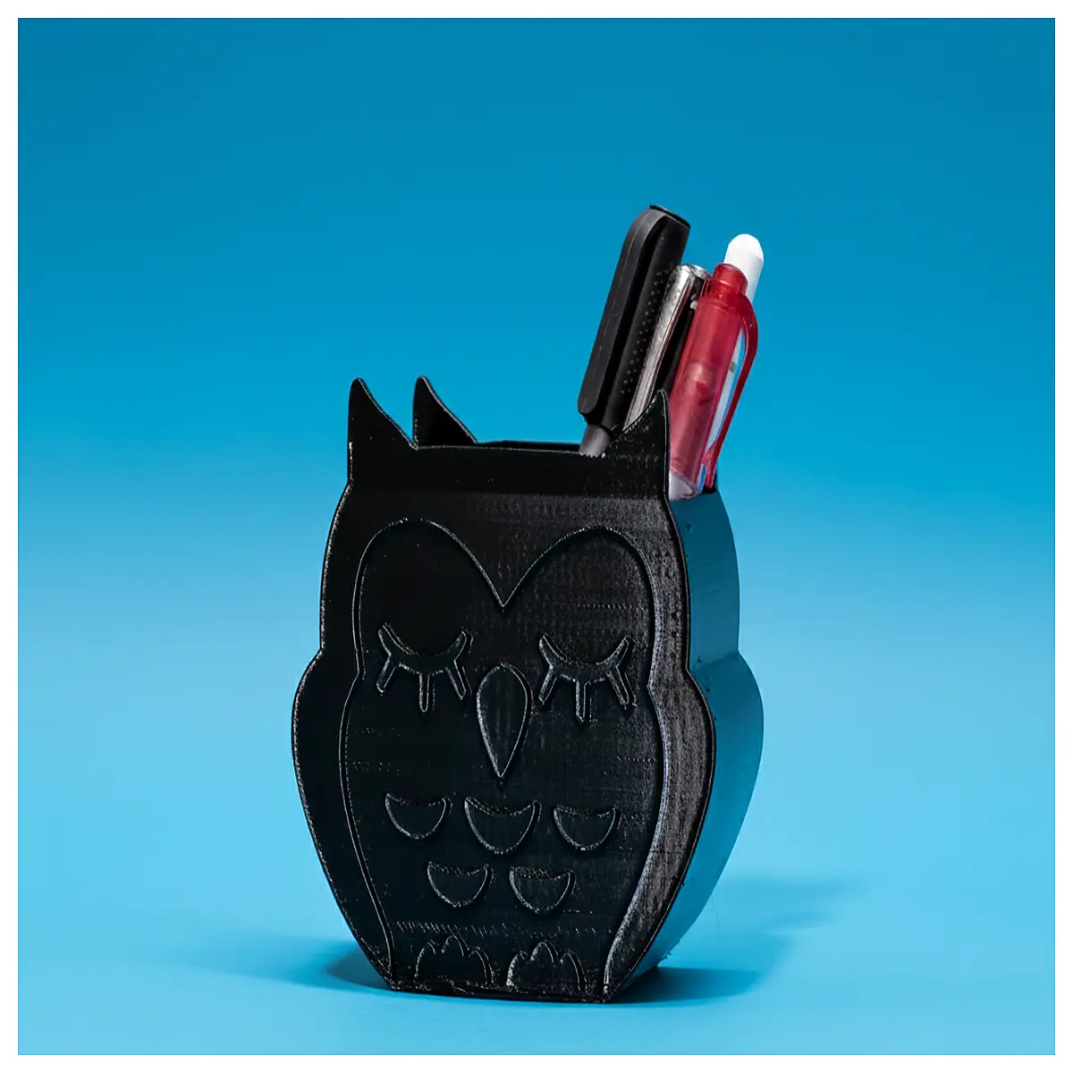 cute sleeping owl desk organizer pen holder for kids room decor stationery storage
