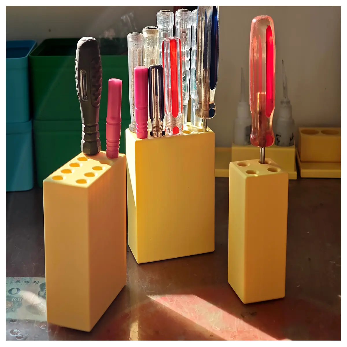 gridfinity screwdriver organizer modular bin storage box magnetic holder for tools workshop parts container