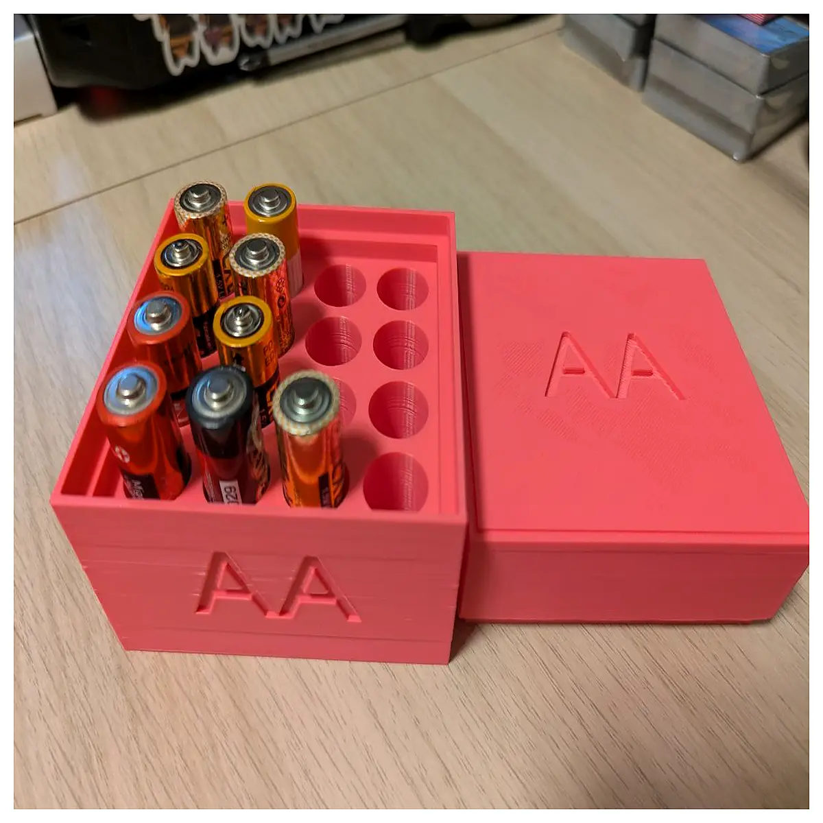 battery organizer box for aa batteries storage container 16 count desktop charger holder tidy case