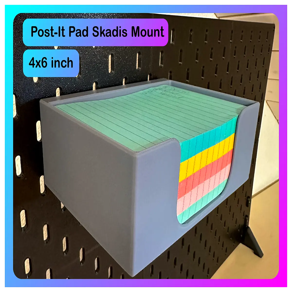 4x6 note pad holder organizer with scadis universal hook wall mounted message box for office home kitchen sticky notes storage container