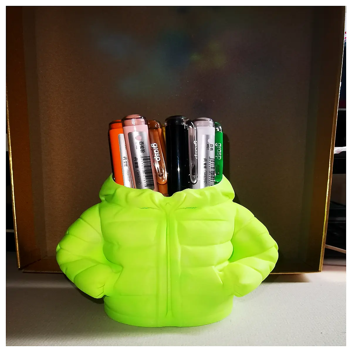 oversized down jacket pen holder large opening desktop organizer for phone mini storage cute desk accessory