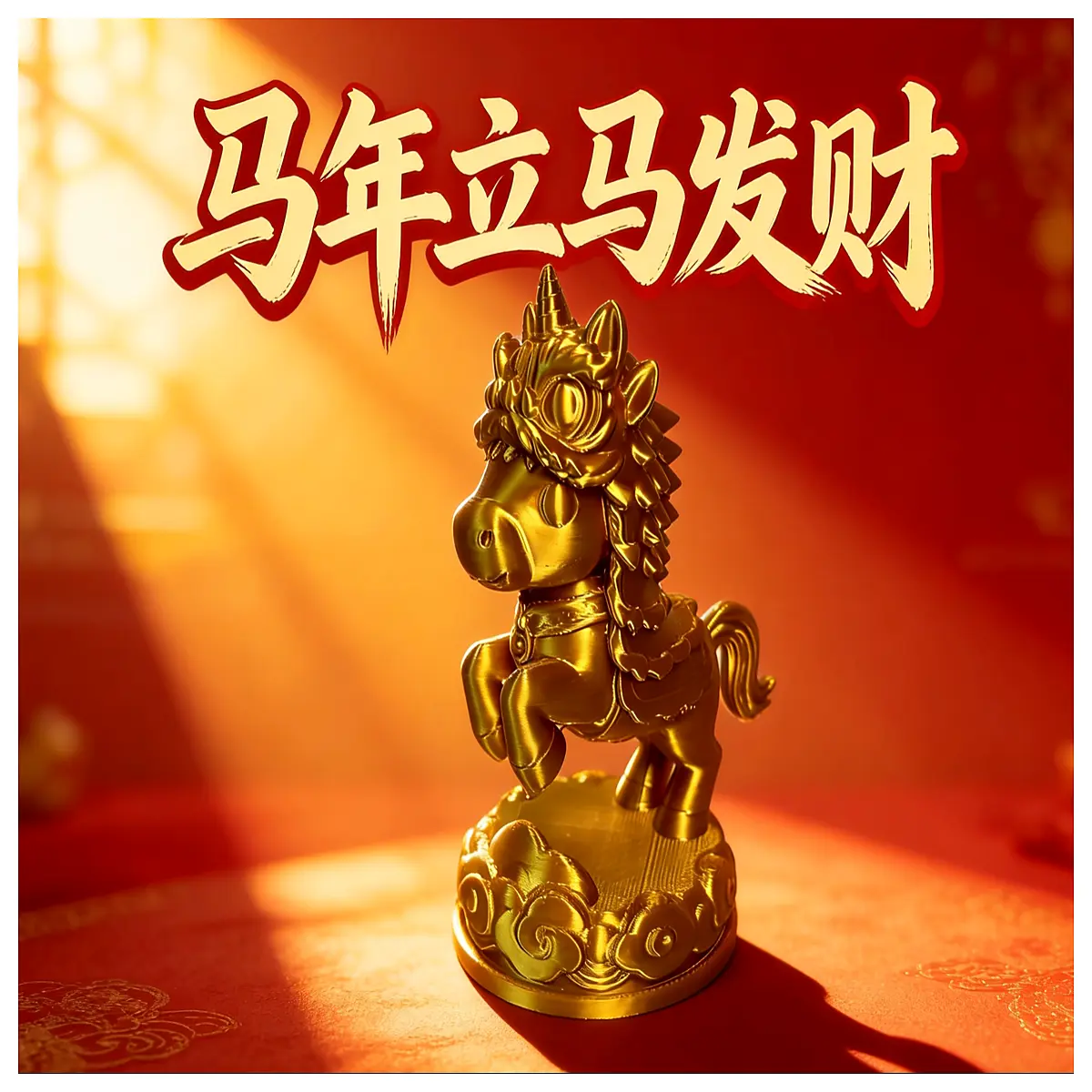2026 year of the horse lucky lion dance statue desktop decor feng shui wealth prosperity home office ornament gift