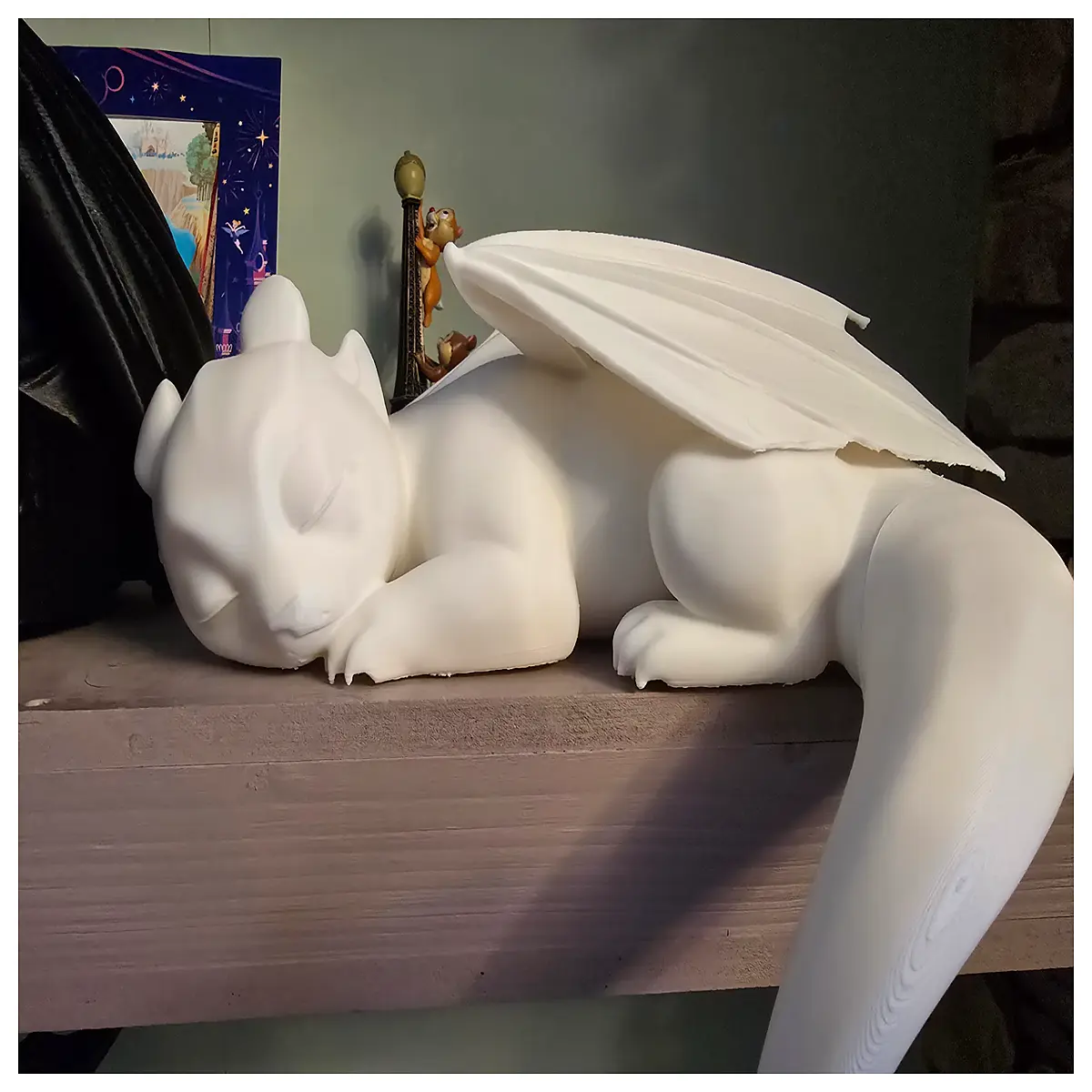 sleeping sabre figurine desk organizer cute anime style storage box for bedroom nightstand aesthetic decor