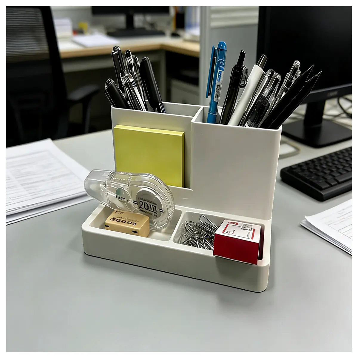 multi compartment desk organizer pen holder storage box for office supplies stationery cup