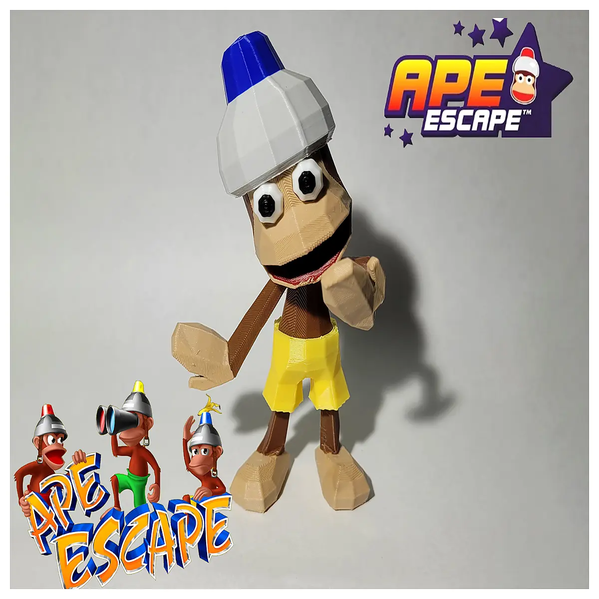 pipo monkey yellow shorts low poly character game design