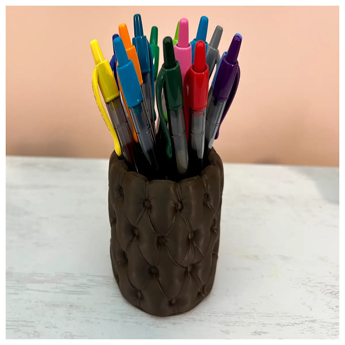 tufted pencil holder desk organizer cute stationery storage container for office supplies writing utensils