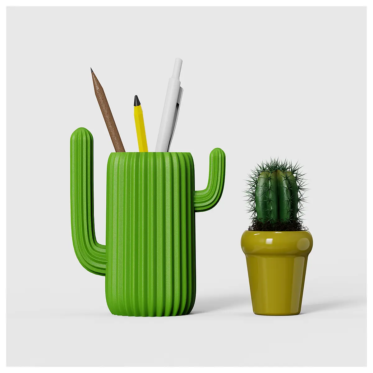 cute cactus desk organizer pen holder succulent storage box for office supplies stationery gift