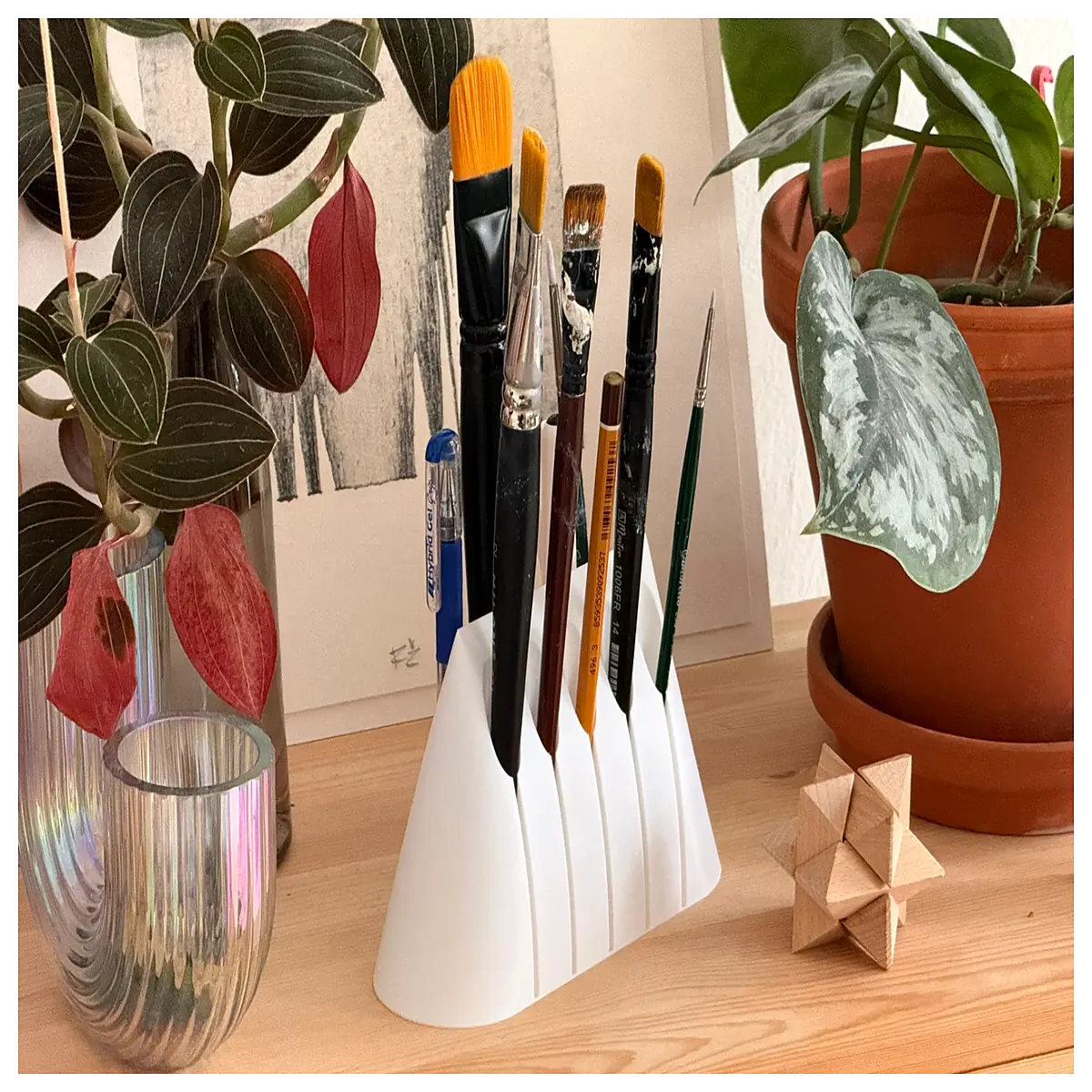 ceramic vase pen holder desk organizer with flower pattern office supplies storage container for home office decor