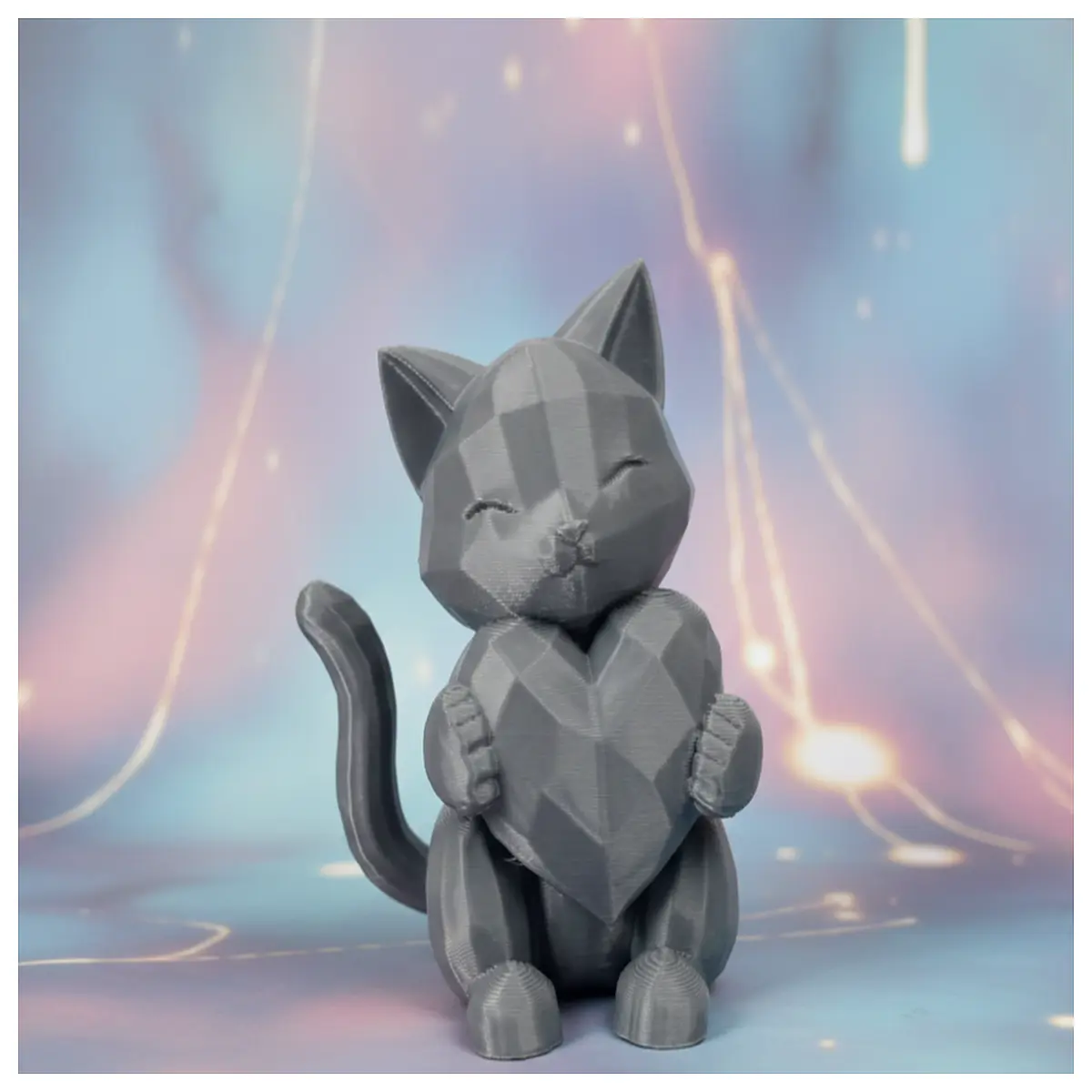 low poly cat figurine cute print resin desktop decoration cat lovers