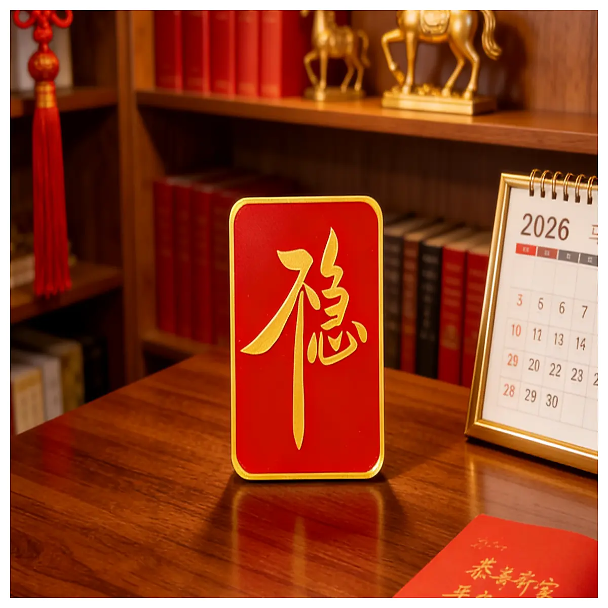 calming zen desk ornament chinese character art home office decor stress relief study room