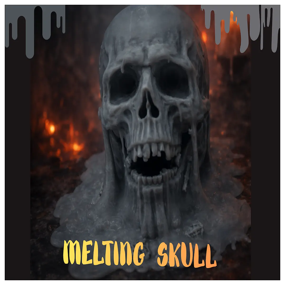 melting skull prop halloween decoration horror party centerpiece resin art piece spooky office desk accessory