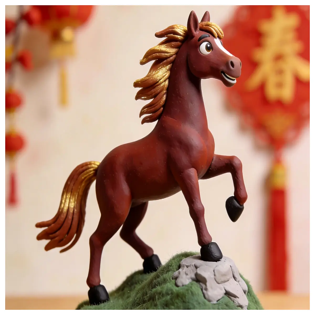 horse success charm feng shui statue office desk ornament wealth prosperity luck business