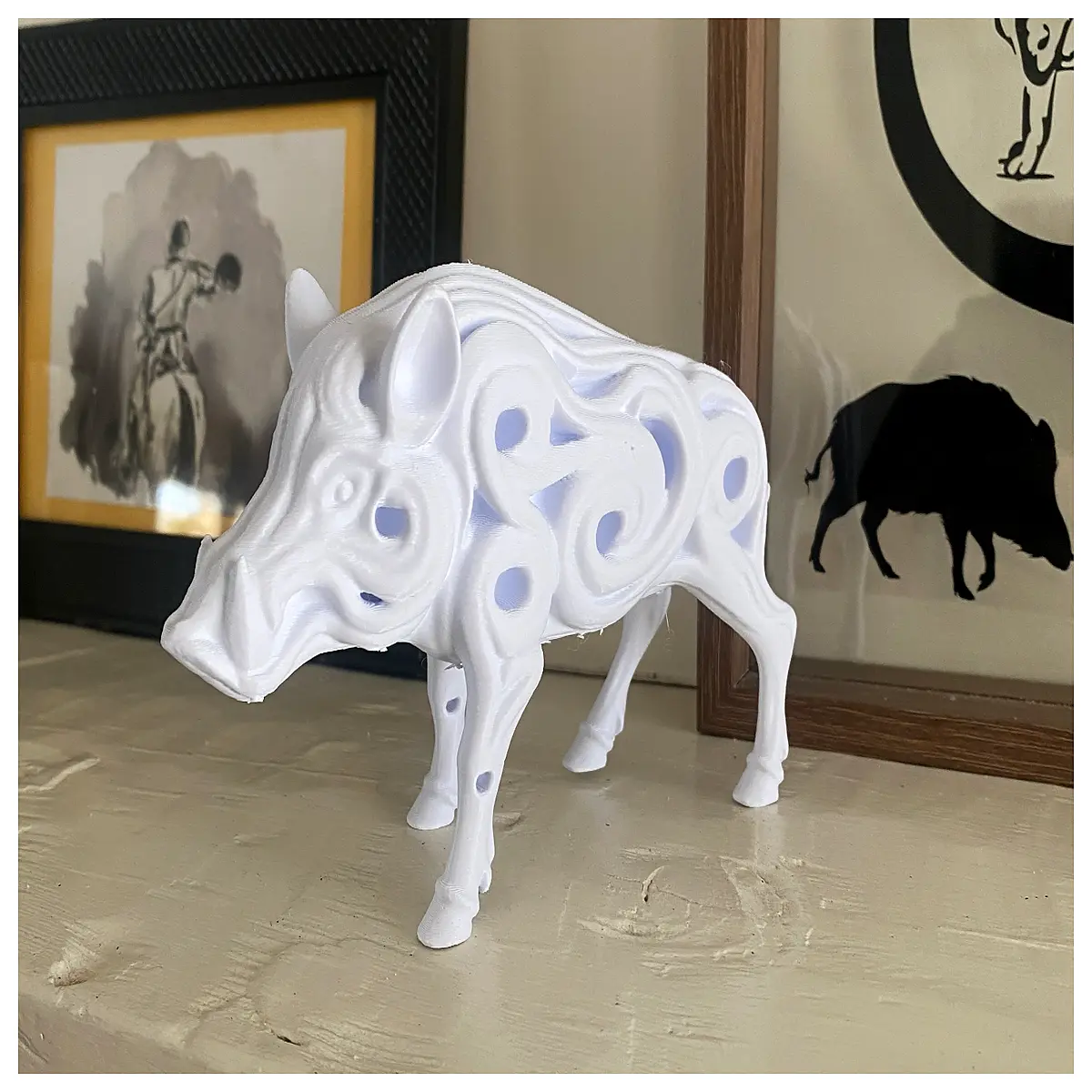 rustic wild boar statue for home decor realistic animal figurine farm house wall art hunting trophy garden outdoor sculpture vintage wood look